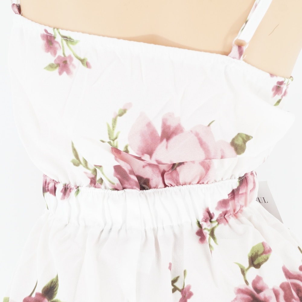 LAST1! XL Floral Bow Tie Front Girly Girl Romper - Picture 6 of 8